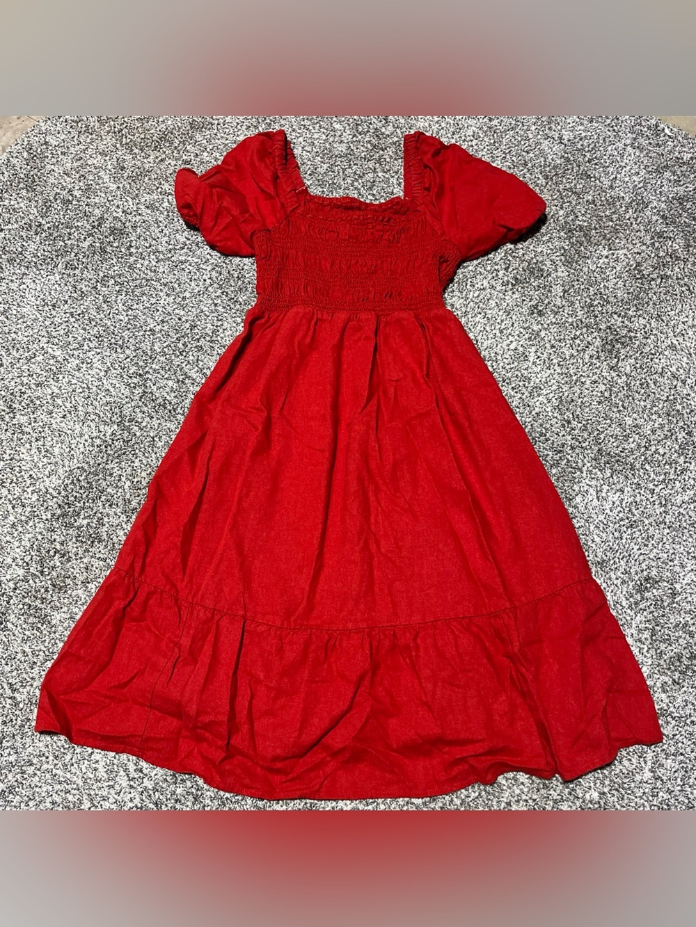 Isabel Maternity Dress By Ingrid Isabel Red Smocked Puff Sleeve A-line Size M